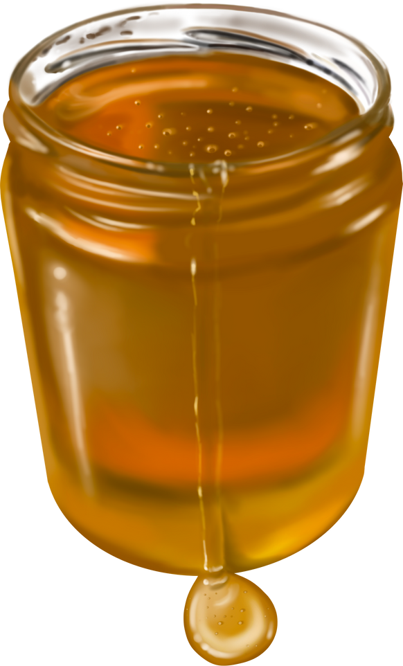 Watercolor jar with honey. Realistic illustration of a honey can