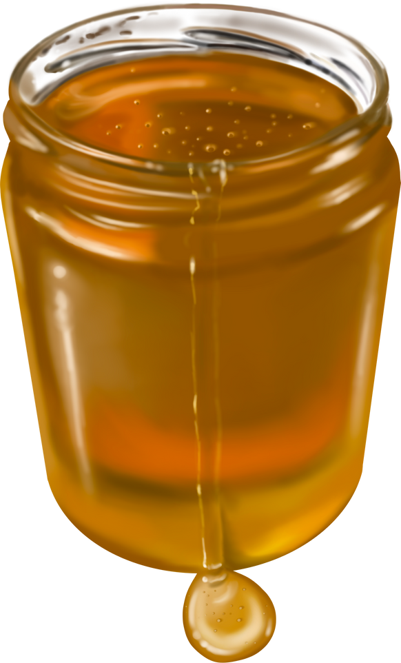 Watercolor jar with honey. Realistic illustration of a honey can